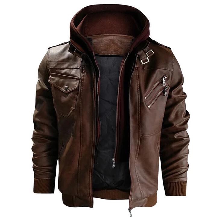 HOODED LEATHER JACKET, $89.90 by (active link in bio) . Free Worldwide ...