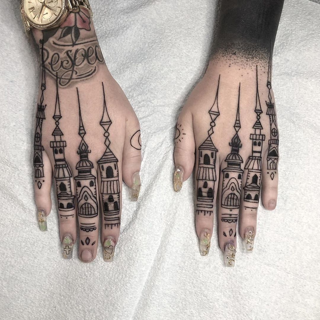 Castle fingers by @brandenxmartin at Aces High Tattoo in Jupiter, Florida ... - Picss Mine